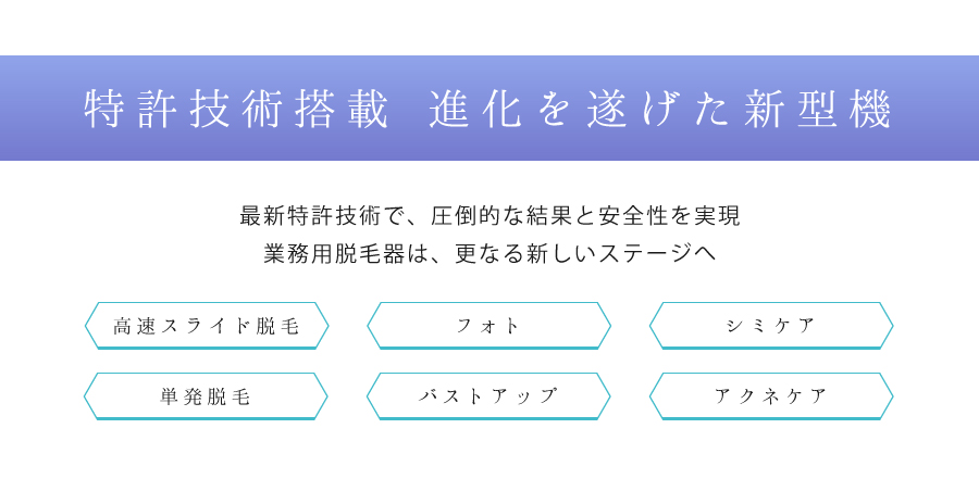 特許技術搭載　進化を遂げた新型機